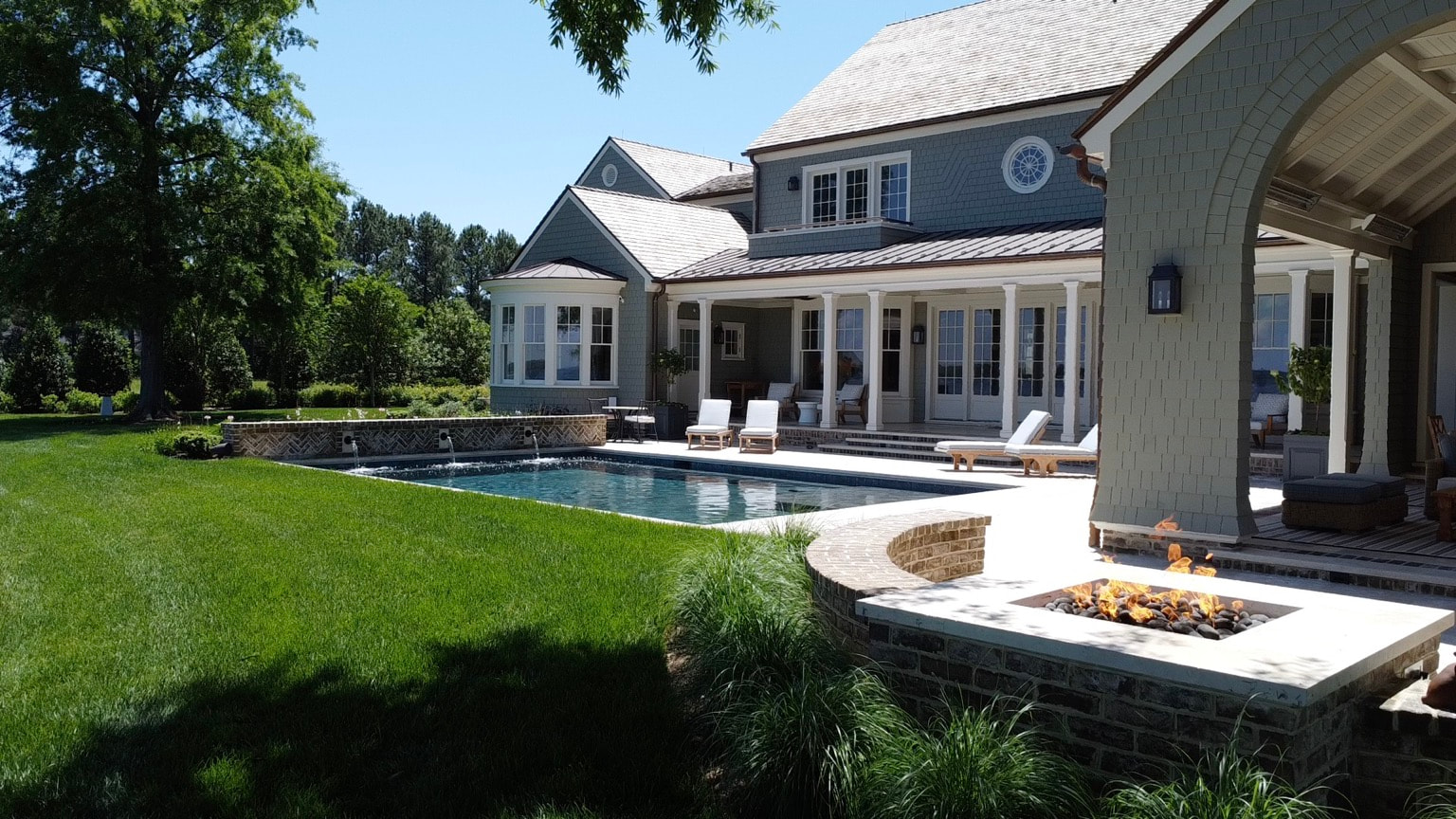 p3759-geometric-pool-and-fire-pit geometric pool with water features and fire pit